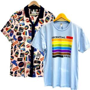 PRIDE Shirt Bundle Mens Size Large Rainbow Tee & Equality Print Short Sleeve